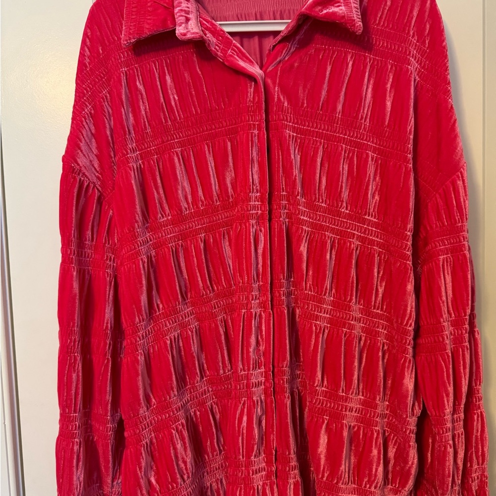 White Birch Red Teddy Jacket Plush Texture